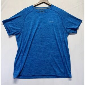 Eddie Bauer FreeDry Resolution T Shirt Mens Large Blue Space Dye Logo Casual